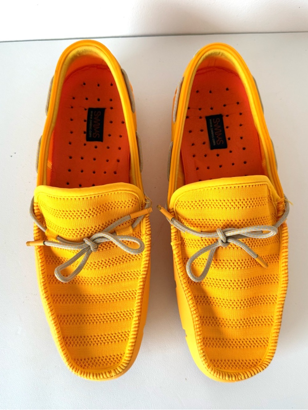 Swims Men's Yellow Knit Woven Driver Slipon Loafers 10 - Picture 6 of 13
